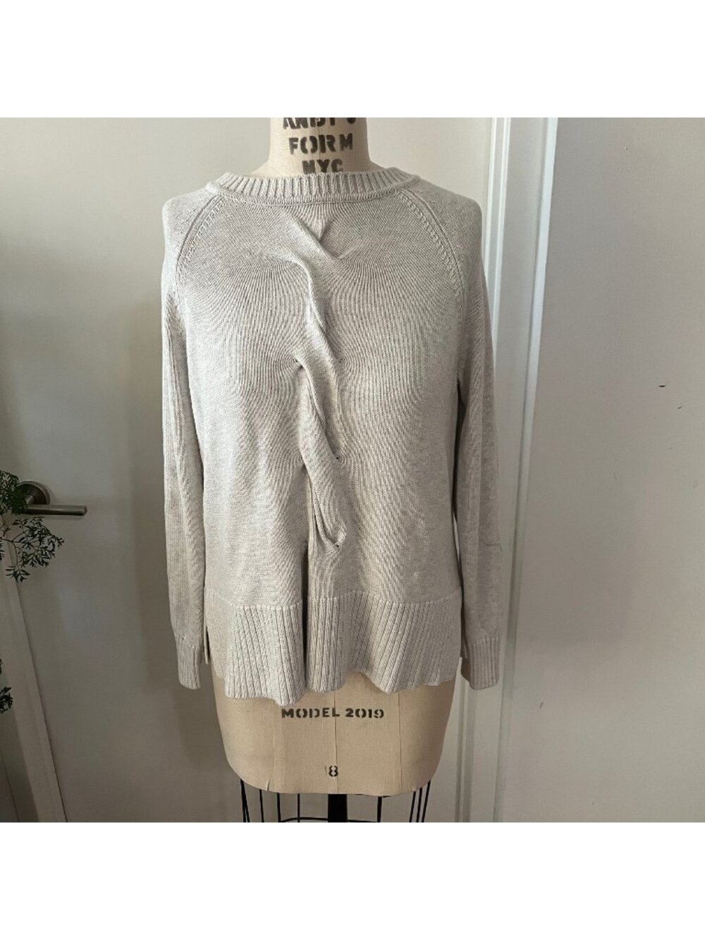HANNAH ROSE Cotton/Cashmere Twist Front Light‎ Gray Sweater Size Medium